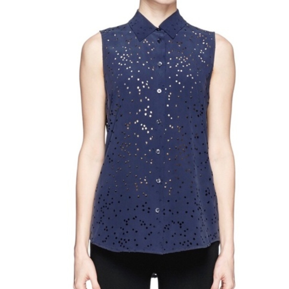 Equipment Femme Silk Star Laser Cut Out Blouse
